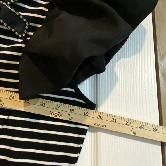 Here & Now Striped Top Bow Girly Glam Bling Coquette Bold Feminine Size Large - Picture 7 of 7